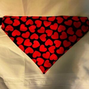 Red and Black Heart Pattern Dog Bandana